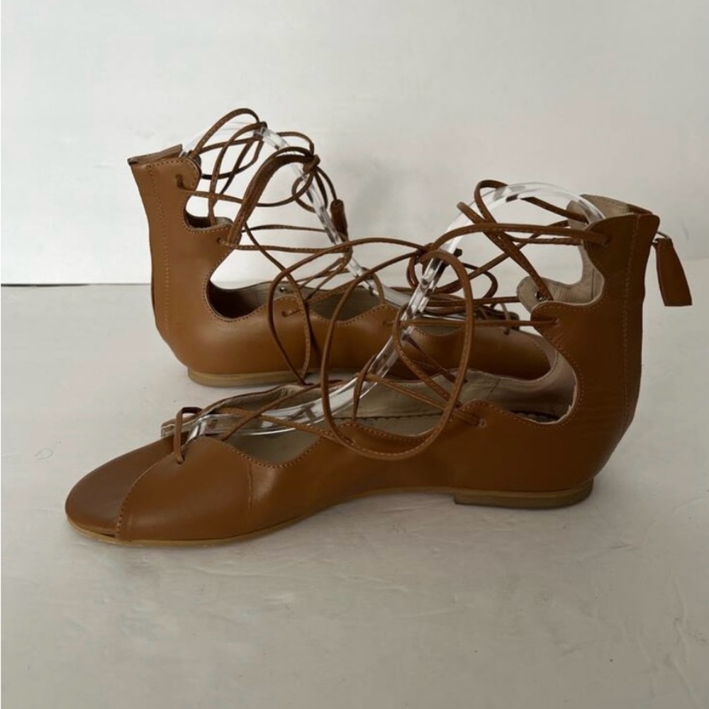 Boden Women's Leather Tasseled Strappy Gladiator Sandal Flat Comfort Brown SZ 38 - Picture 5 of 9